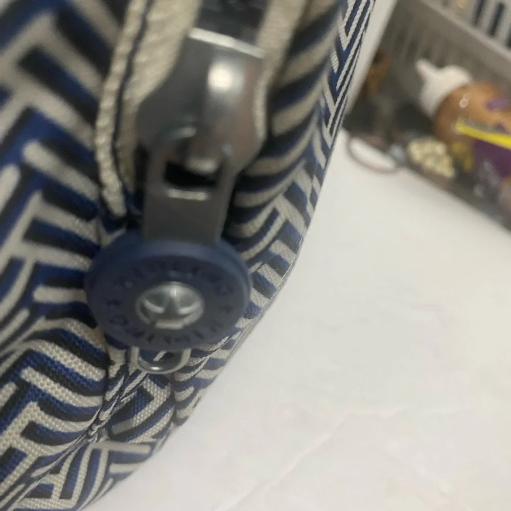 Kipling City Navy and White Chevron Patterned Backpack Water Resistant